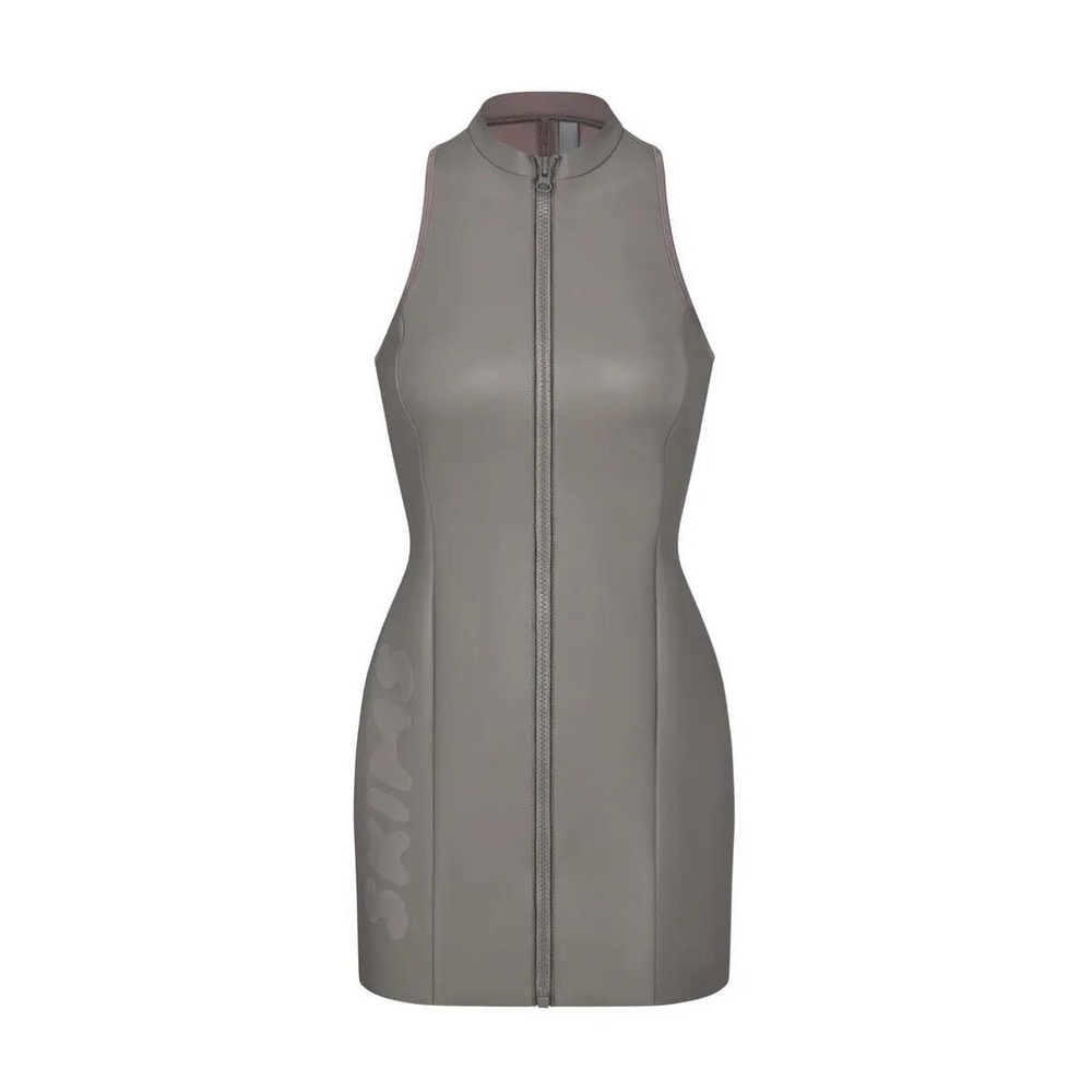 NWT SKIMS Rubberized Scuba Swim Mock Neck Dress Size Small